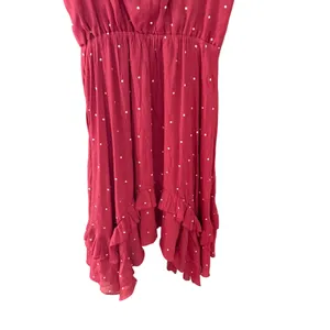 Mia Joy Large Red‎ Polka Dot High-Low Ruffle Midi Dress Boho Kentucky Derby thumbnail 3