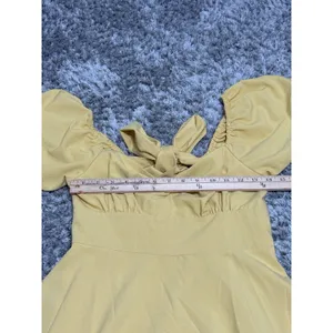 The Vintage Shop Women’s Cottagecore Dress Mustard Puff Sleeve Open Back M NWOT thumbnail 13