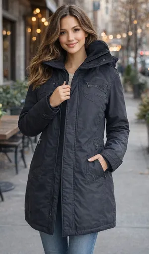 Aritzia TNA Women's Black Verbier Detachable Hooded Winter Parka Coat. Size S thumbnail 1