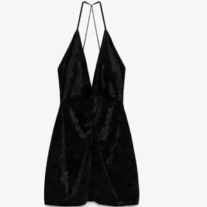 NEW Zara Velvet Mini Dress Black XS‎ thumbnail 5