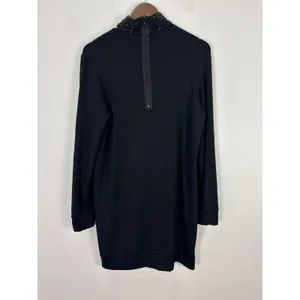 Bailey 44 Dress Women Large Black Embellished Mock Neck V-Neck Mini USA Luxe thumbnail 2
