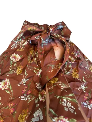 Vintage Brown Satin Floral Halter Neck Sleeveless Blouse Size Medium Coquette thumbnail 5