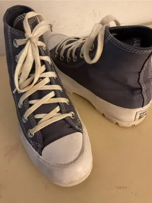 Converse women blue canvas Chuck Taylor platform high top sneakers US 6 thumbnail 1