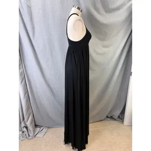 Rachel‎ Pally Black Jersey Racerback Maxi Dress High Neck Pleated Skirt S thumbnail 3