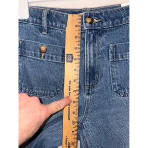 Loft Palmer Wide Leg Jeans Medium Wash High‎ Rise Patch Pocket measures sz 29 thumbnail 6