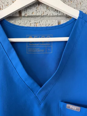 Figs Catarina One Pocket Scrub Top Royal Blue Size Large thumbnail 3