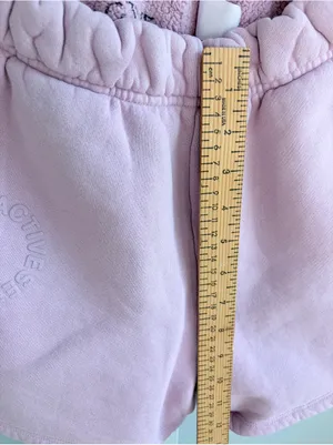 SET Active Pink French Terry Sweat Shorts Elastic Ruffle Waist Lounge USA S thumbnail 2