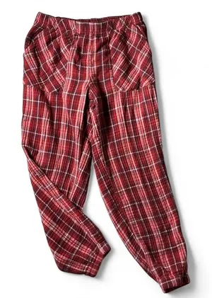 Aerie Lounge Pants Small Red Plaid High Rise‎ Elastic Waist Comfy Casual thumbnail 1