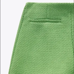 Zara Tweed Weave Structured High Waist Shorts Green Size S New thumbnail 13