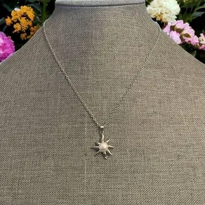 Vintage sun with genuine pear center pendant necklace thumbnail 2