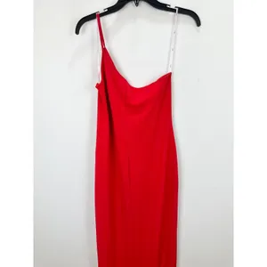 Lulus Keeper of My Heart Red One-Shoulder Maxi Dress Formal Stretch XL NWT thumbnail 9