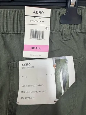 Aeropostale Y2K Mid Rise Cargo Pants Straight Leg Green Small Baggy New thumbnail 2