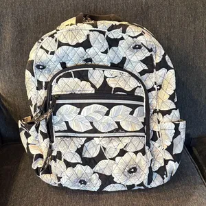 Vera Bradley Floral Black Beige and White Backpack thumbnail 1