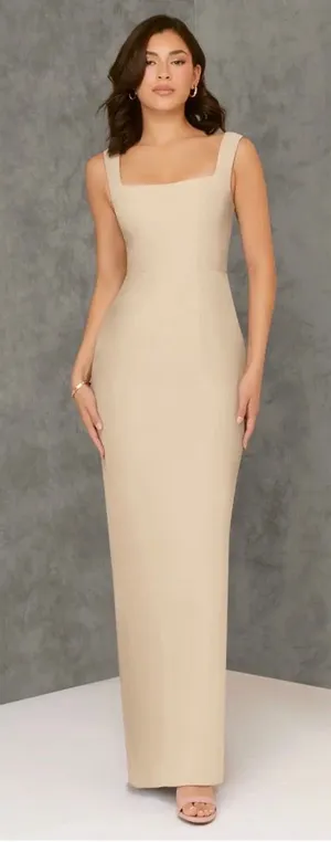 Azazie Flori Champagne Sheath Square Neckline Chiffon Dress thumbnail 1