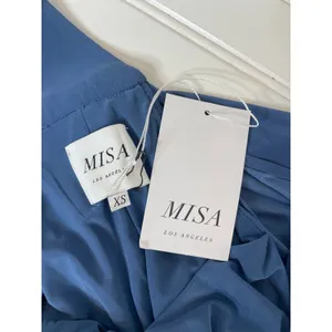 NWT MISA Los Angeles Blue Jersey Knit Sleeveless Cocktail Mini Dress Draped XS thumbnail 6
