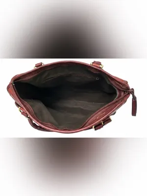 Del Mano Woven Burgundy Brown Structured Satchel Handbag thumbnail 5
