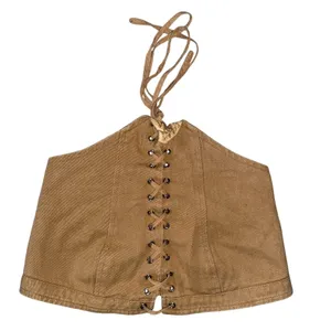 WHITE FOX Tan brown Lace Up Corset crop mini Top size xsmall thumbnail 1