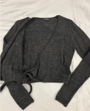 John Galt Brandy Melville Wrap Sweater Dark Gray thumbnail 2