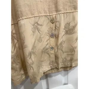 Vintage 90s Coastal‎ Linen Seashell Maxi Dress Tan thumbnail 4