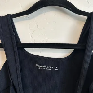 Abercrombie | Soft‎ A&F Ribbed Square Neck Thong Bodysuit in Black thumbnail 8