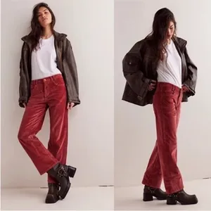 Free People We the free risk taker high rise‎ straight cord jeans size 27 thumbnail 2