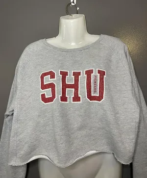 Sacred Heart Pioneers Sweatshirt Womens 2XL Gray Cropped Raw Hem Gear For Sports thumbnail 1