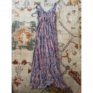 Lovestitch Purple Blue Paisley Floral Button Front Maxi Dress Strappy Back Med thumbnail 2