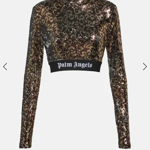 Palm Angels Glittering Sequin Crop Top - Black and Gold thumbnail 7
