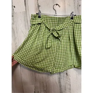 Green Gingham High Waist Tie Front Shorts Size XL thumbnail 3