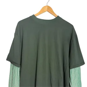 Lioness Bottega Green Layered Mix Media Crewneck Tee Striped Long Sleeve Shirt S thumbnail 5