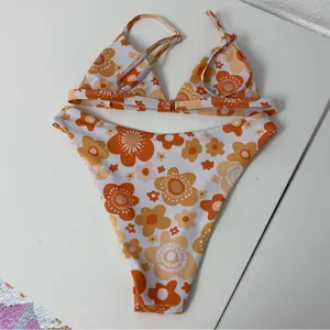 Aurelle Swim X McCall Mitchell White and Orange Floral Bikini thumbnail 9