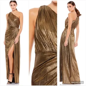 Mac Duggal 26537 Womens Draped One Shoulder Grecian Metallic Gown Dress thumbnail 5