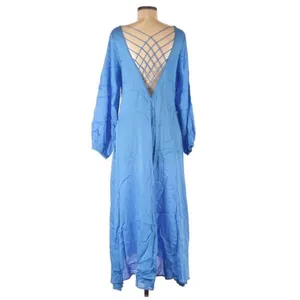 FREE PEOPLE Later Days Blue Button Front Long Sleeve Midi Dress Size‎ 0 New thumbnail 7
