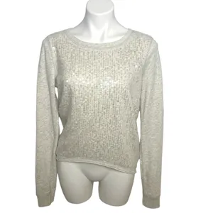 Abercrombie & Fitch Sequined Sweatshirt Heathered Gray Long Sleeve Size‎ S thumbnail 2