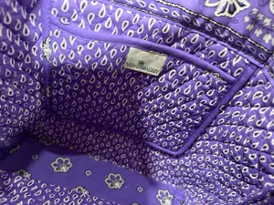 Vera Bradley Purple Quilted Tote Bag Floral Paisley Print Cotton Shoulder Bag thumbnail 9