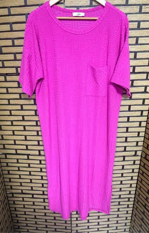 Entro Fuschia terry cloth midi dress/swim cover up size medium thumbnail 1