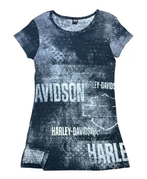 Harley Davidson Women's Graphic Shield T-Shirt Tunic Size‎ M Biker Cotton Casual thumbnail 1