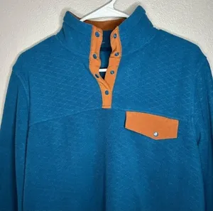 ZYIA Active blue quilted fleece snap button pullover sweater women’s size large thumbnail 3