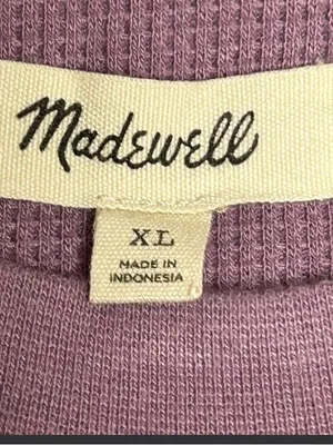 Madewell Womens Crop Tank Top Antique Purple Scoop Crew Neck Ribbed Size XL. thumbnail 3