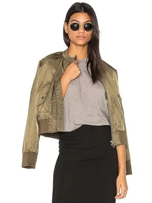 Free People Olive Midnight Bomber Jacket Size S thumbnail 1