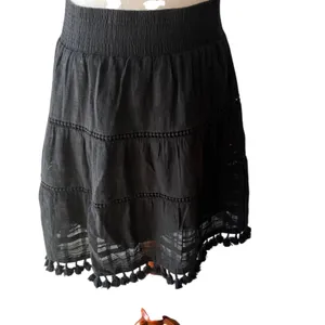 Black tiered boho layered skirt with tassels Size S thumbnail 4