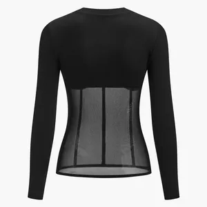 CoMMENSE Sheer Mesh Combination Long Sleeve Top Black Large Sold Out NWT thumbnail 3