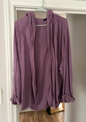 Urban Outfitters Lavender Terry Hooded Cardigan thumbnail 1