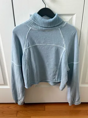 Aerie New Heights Cropped Turtleneck in Light Blue thumbnail 2