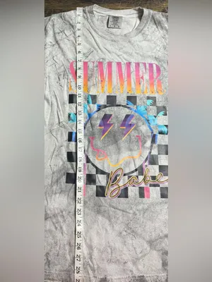 Comfort Colors Gray Color blast 'Summer Babe' Graphic Tee with Neon Accents thumbnail 6