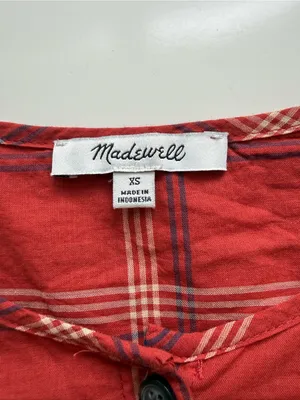 Madewell Red Plaid Prose Shirt XS thumbnail 6