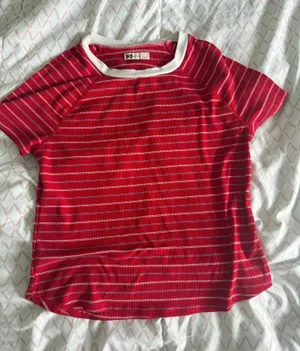 SO Red Ribbed Top thumbnail 1