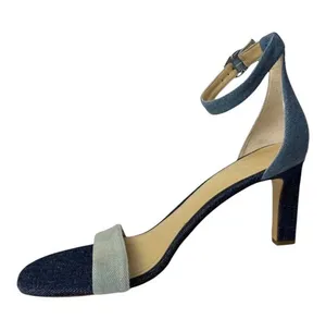 Marc‎ Fisher Navy Blue Denim Ankle Strap High Heels Size 10 thumbnail 1