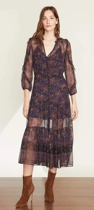 Veronica Beard Sabina Silk Boho Floral Maxi‎ Dress thumbnail 1