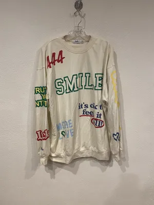 The Mayfair Group Affirmations Sweatshirt Womens L/XL Cream Manifest Graphic thumbnail 2